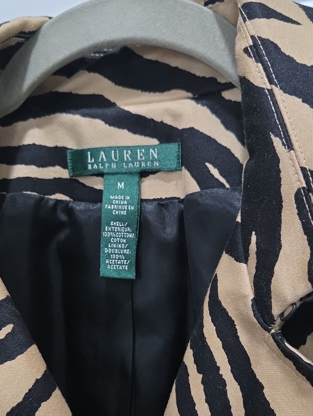 Lauren Ralph Lauren Zebra Print Belted Trench Coat - Medium - Picture 3 of 6
